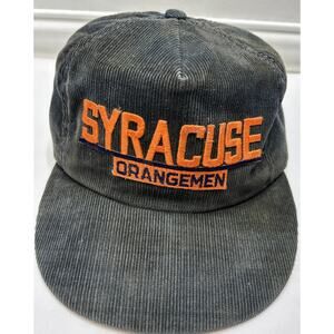 Vintage Syracuse Orangemen Corduroy Snapback Hat Cap Blue NCAA University Square
